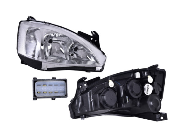 faro cv corsa 03 07 linea anterior 5 puertas fondo cromado p/foco h7 5 pines s/foco der